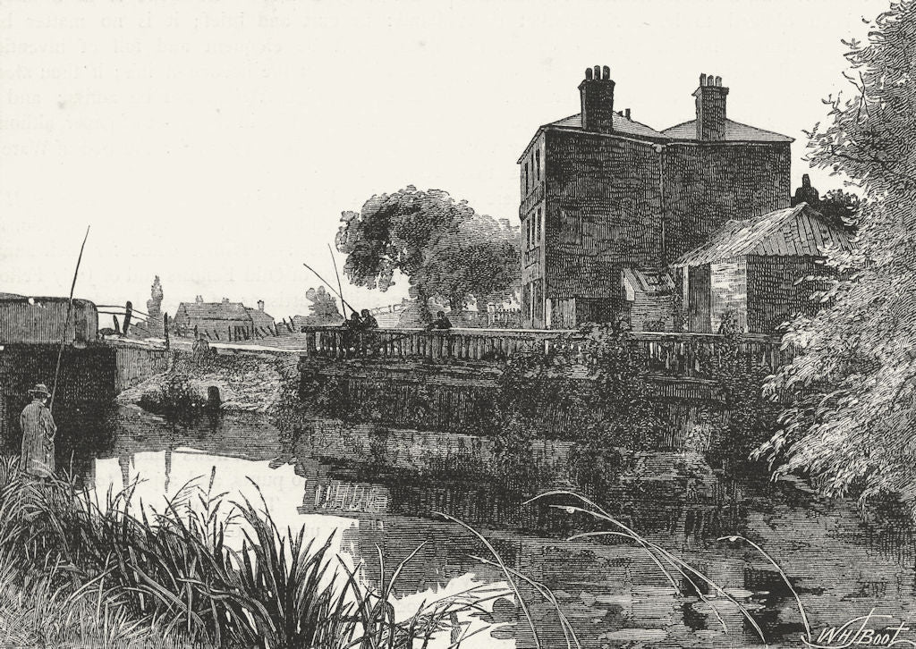 EDMONTON. The River Lea. Cook's Ferry public house 1888 old antique print